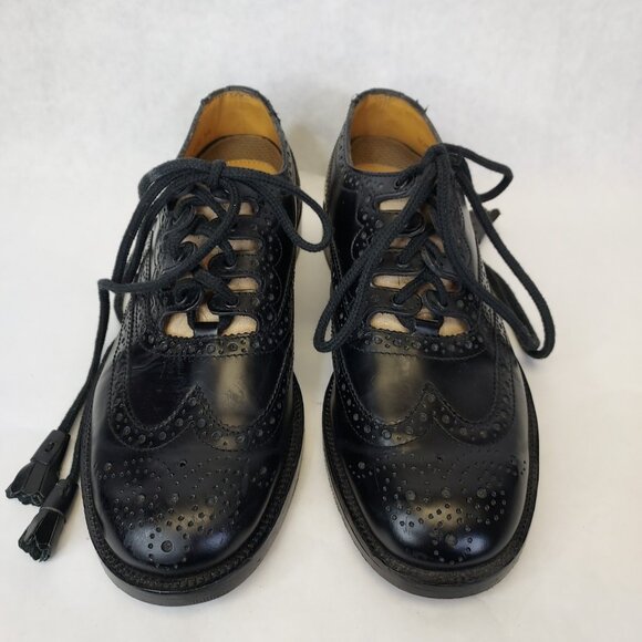 Thistle Gillie Brogues Shoes Men UK 5.5 EU38 Black Leather Highland Dress Oxford - Picture 3 of 16